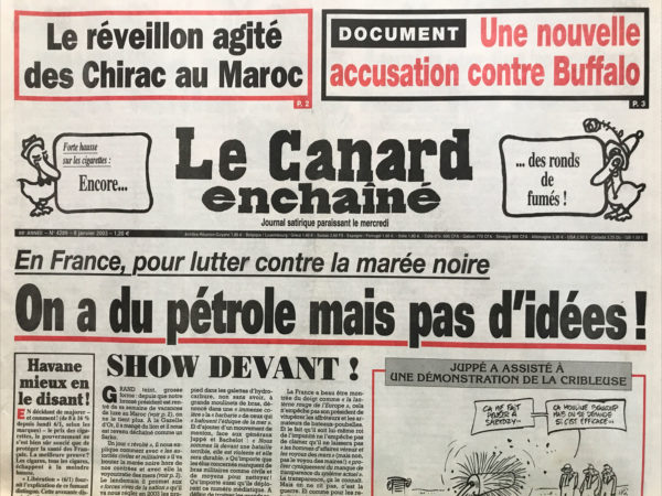 N° 4289 du Canard Enchaîné -  8 Janvier 2003