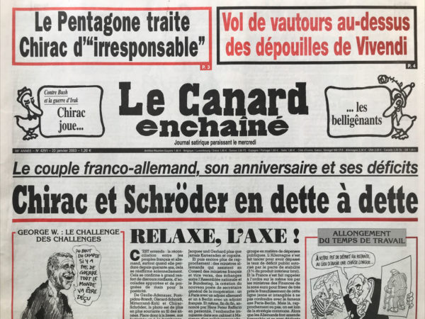 N° 4291 du Canard Enchaîné -  22 Janvier 2003