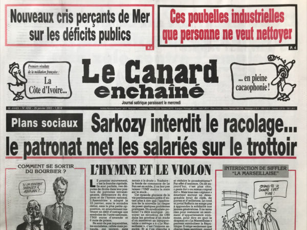 N° 4292 du Canard Enchaîné -  29 Janvier 2003