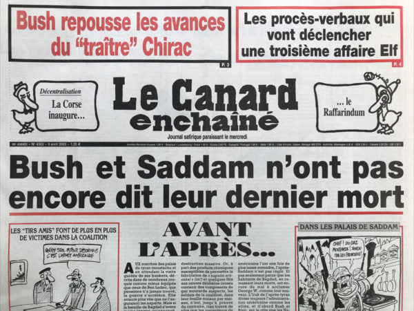 N° 4302 du Canard Enchaîné -  9 Avril 2003