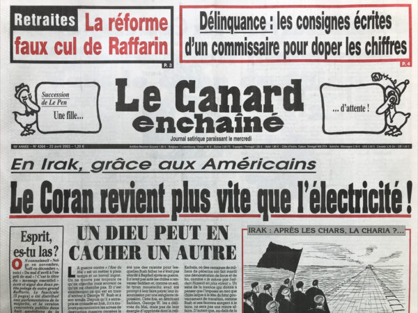 N° 4304 du Canard Enchaîné -  23 Avril 2003