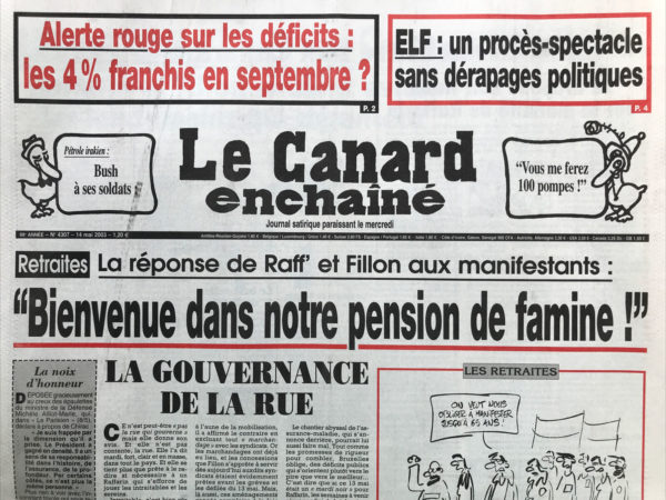 N° 4307 du Canard Enchaîné -  14 Mai 2003