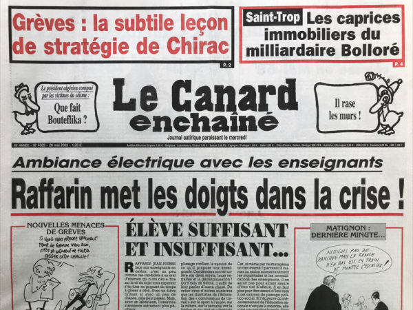 N° 4309 du Canard Enchaîné -  28 Mai 2003