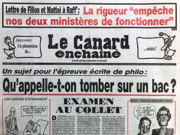 N° 4311 du Canard Enchaîné -  11 Juin 2003