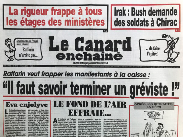 N° 4312 du Canard Enchaîné -  18 Juin 2003
