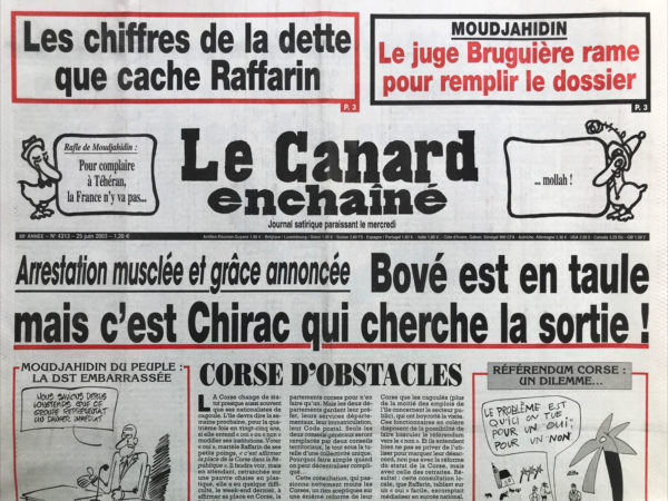 N° 4313 du Canard Enchaîné -  25 Juin 2003