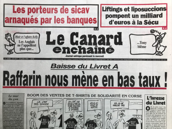 N° 4317 du Canard Enchaîné -  23 Juillet 2003