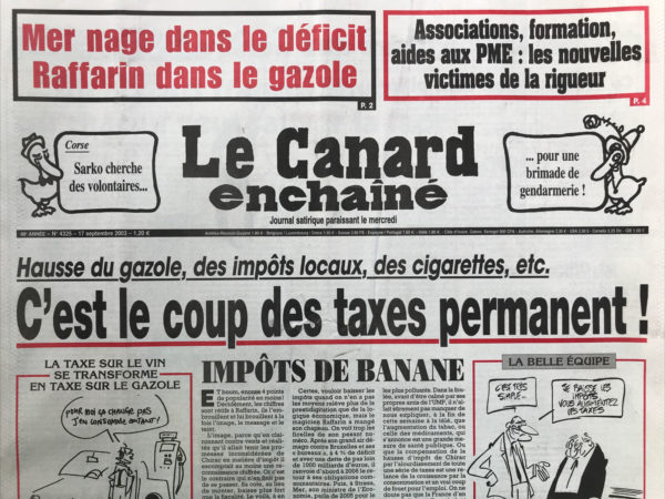 N° 4325 du Canard Enchaîné -  17 Septembre 2003