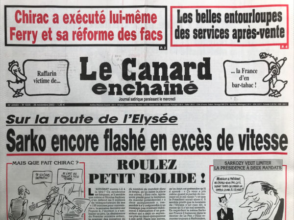 N° 4335 du Canard Enchaîné -  26 Novembre 2003