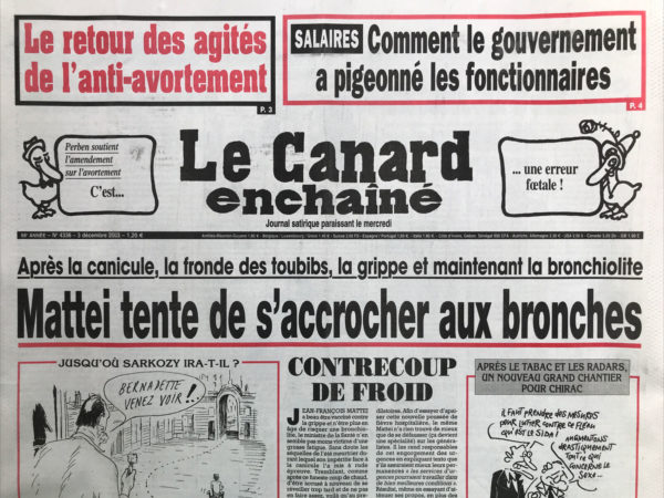 N° 4336 du Canard Enchaîné -  3 Décembre 2003