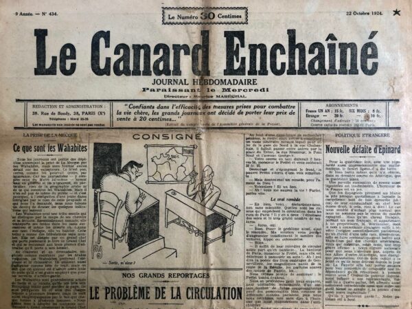 N° 434 du Canard Enchaîné -  22 Octobre 1924