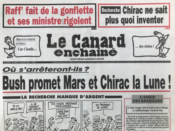 N° 4342 du Canard Enchaîné -  14 Janvier 2004