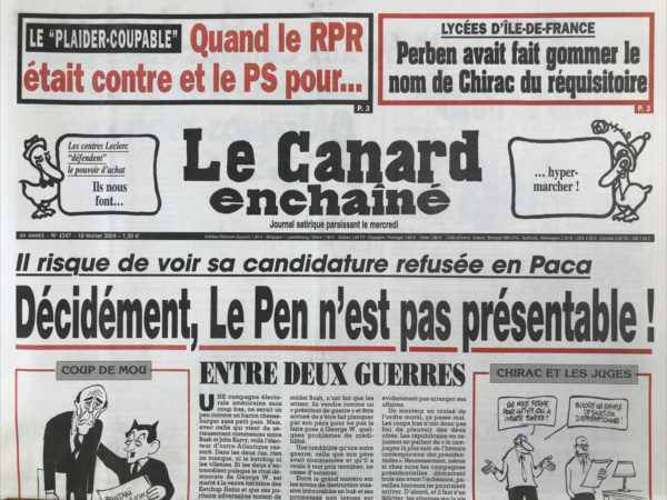 N° 4347 du Canard Enchaîné -  18 Février 2004