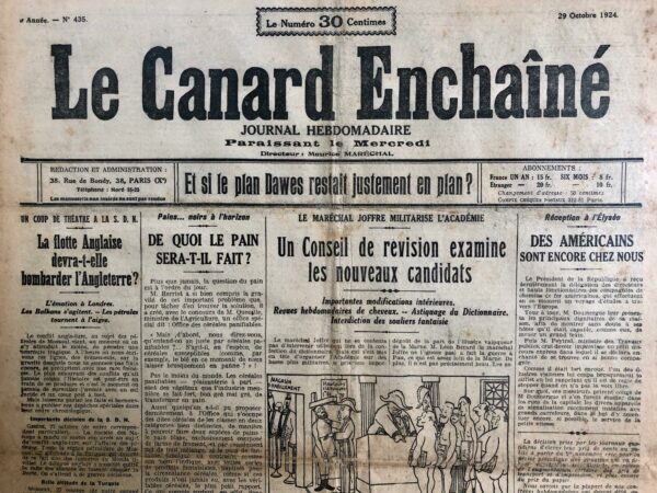 N° 435 du Canard Enchaîné -  29 Octobre 1924