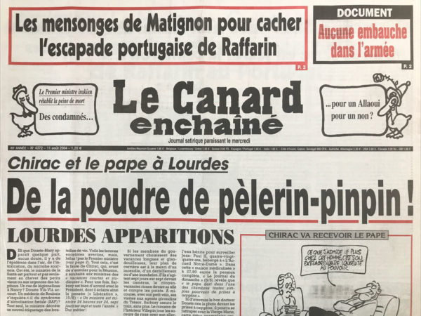 N° 4372 du Canard Enchaîné -  11 Août 2004