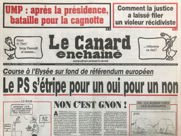 N° 4377 du Canard Enchaîné -  15 Septembre 2004