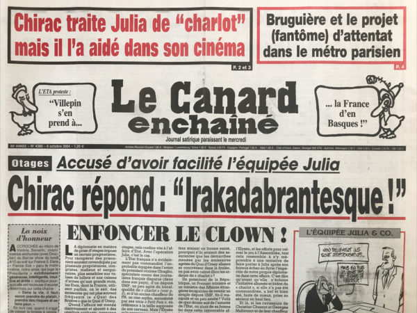 N° 4380 du Canard Enchaîné -  6 Octobre 2004