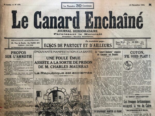 N° 439 du Canard Enchaîné -  26 Novembre 1924