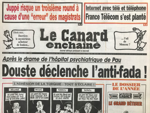 N° 4391 du Canard Enchaîné -  22 Décembre 2004