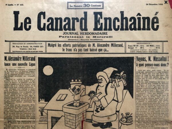 N° 443 du Canard Enchaîné -  24 Décembre 1924