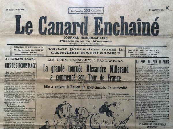 N° 446 du Canard Enchaîné -  14 Janvier 1925
