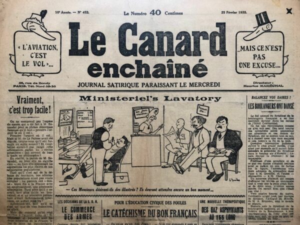 N° 452 du Canard Enchaîné -  25 Février 1925