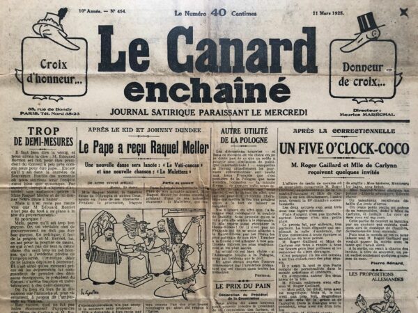N° 454 du Canard Enchaîné -  11 Mars 1925