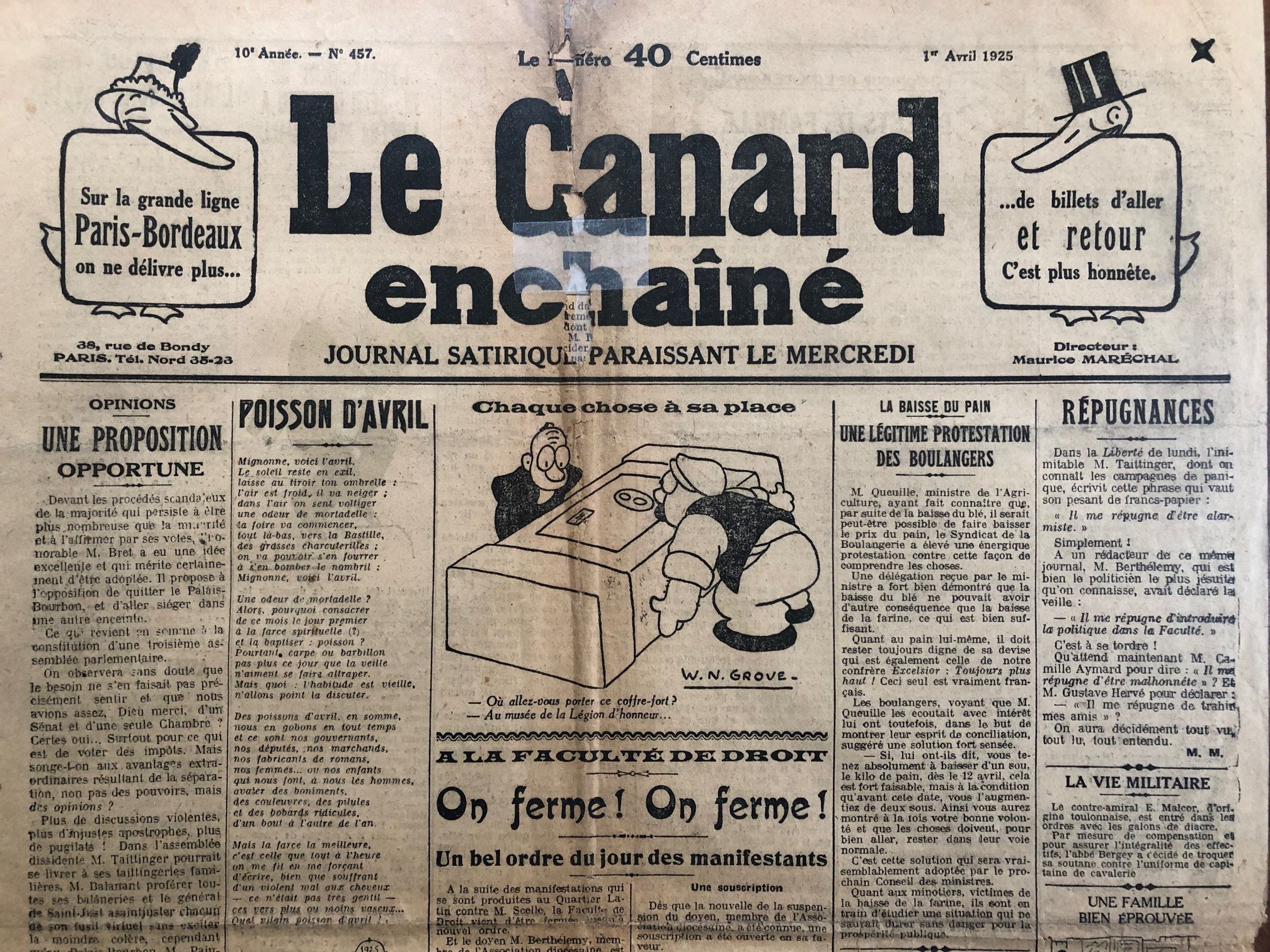 Couac ! | Acheter un Canard | Vente d'Anciens Journaux du Canard Enchaîné. Des Journaux Satiriques de Collection, Historiques & Authentiques de 1916 à 2004 ! | 457