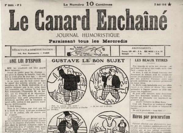 N° 5 du Canard Enchaîné -  2 Août 1916