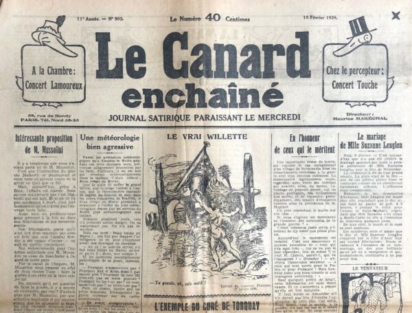 N° 502 du Canard Enchaîné -  10 Février 1926