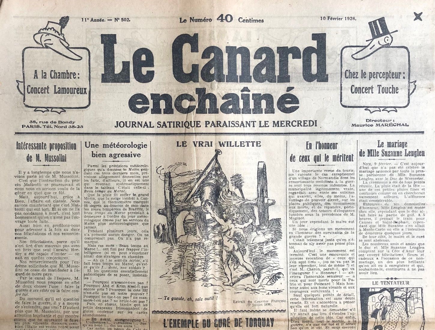 Couac ! | Acheter un Canard | Vente d'Anciens Journaux du Canard Enchaîné. Des Journaux Satiriques de Collection, Historiques & Authentiques de 1916 à 2004 ! | 502