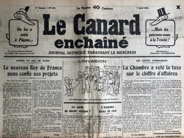 N° 510 du Canard Enchaîné -  7 Avril 1926