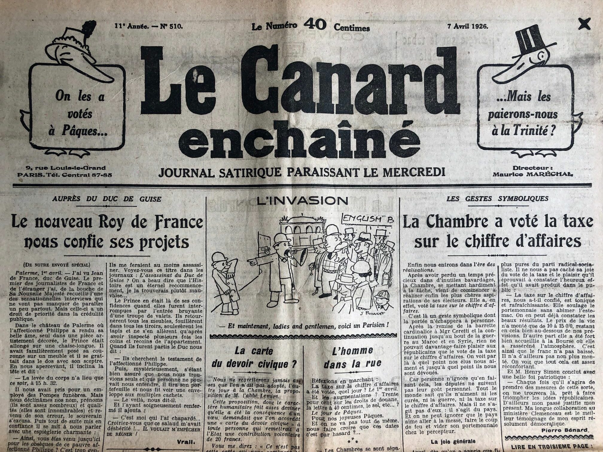 Couac ! | Acheter un Canard | Vente d'Anciens Journaux du Canard Enchaîné. Des Journaux Satiriques de Collection, Historiques & Authentiques de 1916 à 2004 ! | 510 rotated