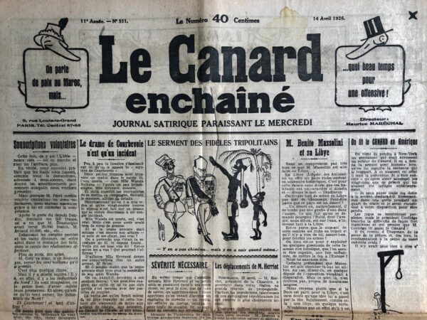 N° 511 du Canard Enchaîné -  14 Avril 1926