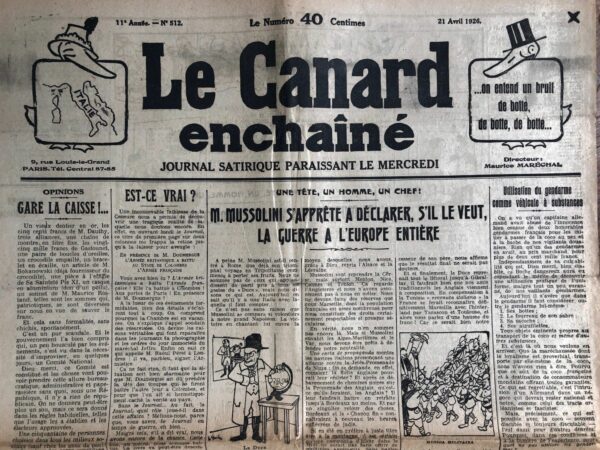 N° 512 du Canard Enchaîné -  21 Avril 1926