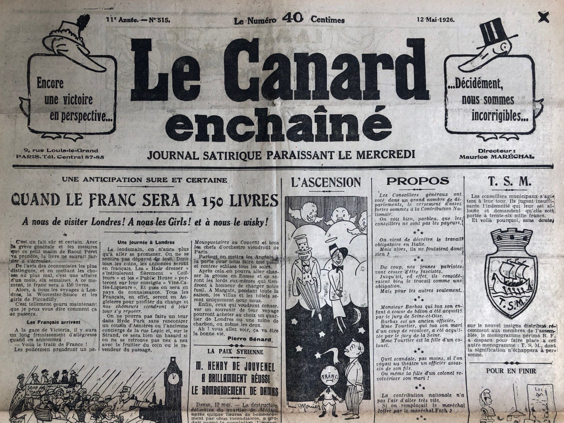 Couac ! | Acheter un Canard | Vente d'Anciens Journaux du Canard Enchaîné. Des Journaux Satiriques de Collection, Historiques & Authentiques de 1916 à 2004 ! | 515