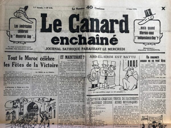 N° 518 du Canard Enchaîné -  2 Juin 1926