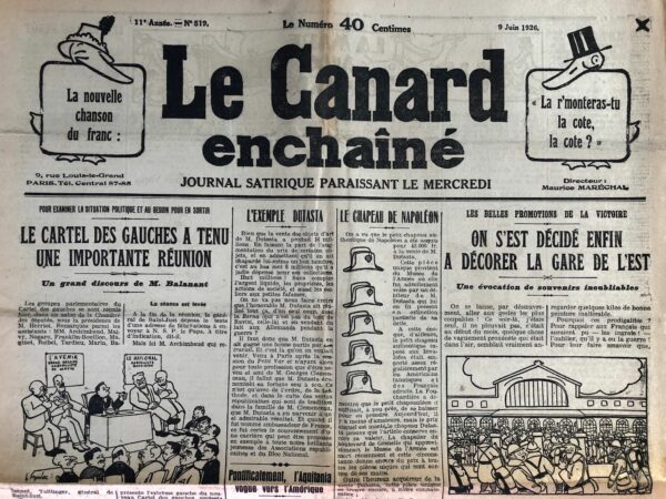 N° 519 du Canard Enchaîné -  9 Juin 1926