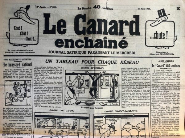 N° 520 du Canard Enchaîné -  16 Juin 1926