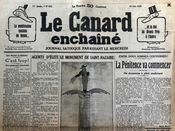 N° 522 du Canard Enchaîné -  30 Juin 1926