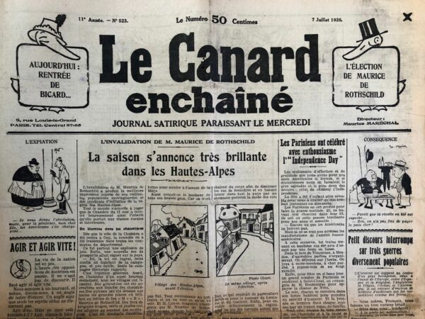 N° 523 du Canard Enchaîné -  7 Juillet 1926