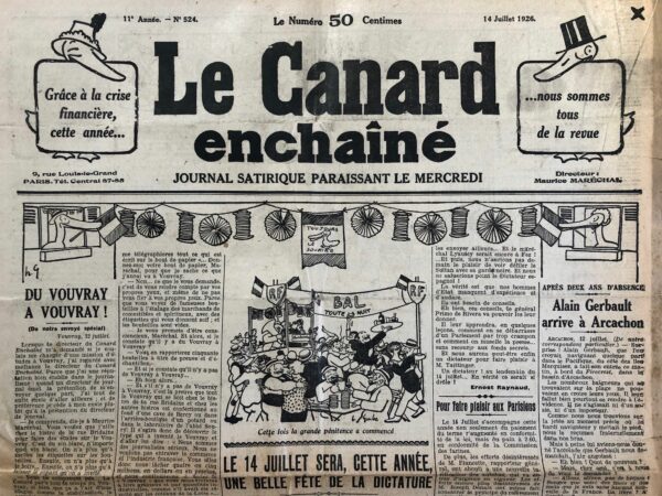 N° 524 du Canard Enchaîné -  14 Juillet 1926