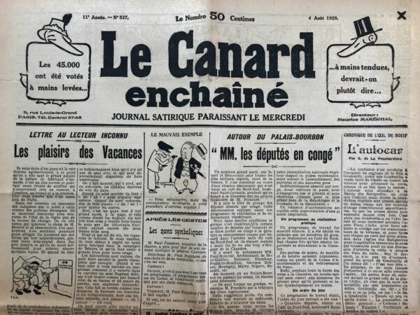 N° 527 du Canard Enchaîné -  4 Août 1926