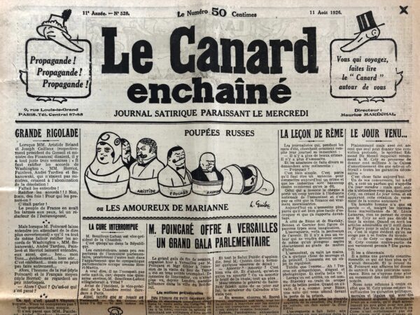 N° 528 du Canard Enchaîné -  11 Août 1926