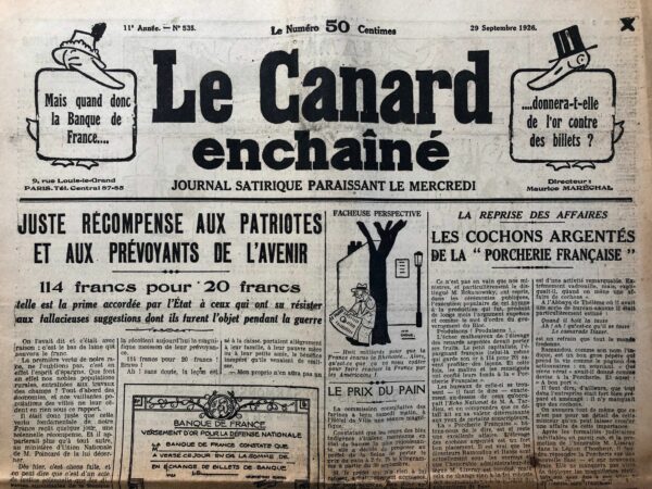 N° 535 du Canard Enchaîné -  29 Septembre 1926