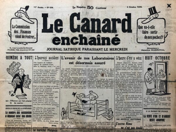 N° 536 du Canard Enchaîné -  6 Octobre 1926