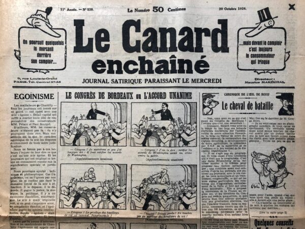 N° 538 du Canard Enchaîné -  20 Octobre 1926