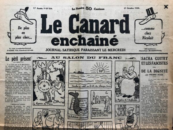 N° 539 du Canard Enchaîné -  27 Octobre 1926