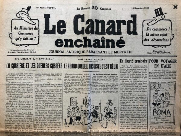 N° 541 du Canard Enchaîné -  10 Novembre 1926
