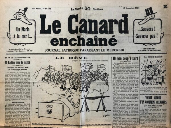 N° 542 du Canard Enchaîné -  17 Novembre 1926